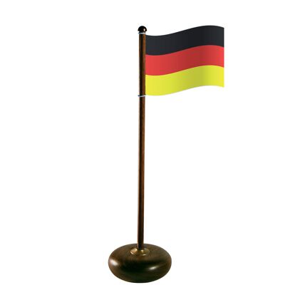 Asta de bandera con bandera alemana, nogal