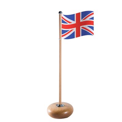 Asta de bandera con la bandera del Reino Unido, haya