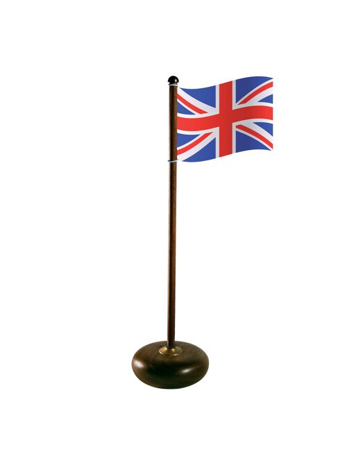Flagpole with UK flag, Walnut