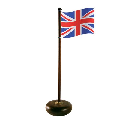 Asta de bandera con la bandera del Reino Unido, nogal