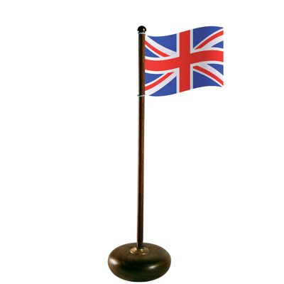Asta de bandera con la bandera del Reino Unido, nogal