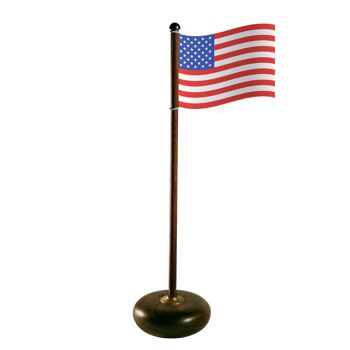 Mât avec drapeau USA, Noyer