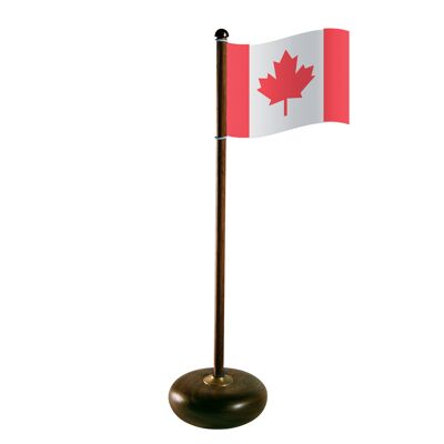 Asta de bandera con la bandera de Canadá, nogal