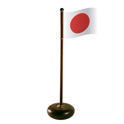 Fahnenmast mit Japanflagge, Walnuss
