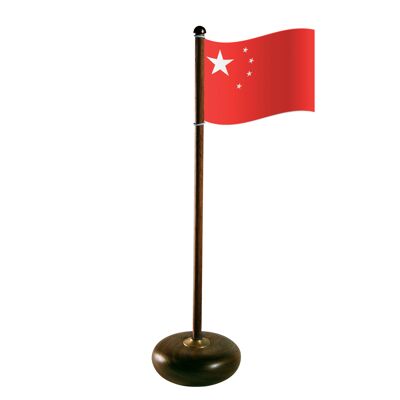 Fahnenmast mit Chinaflagge, Walnuss