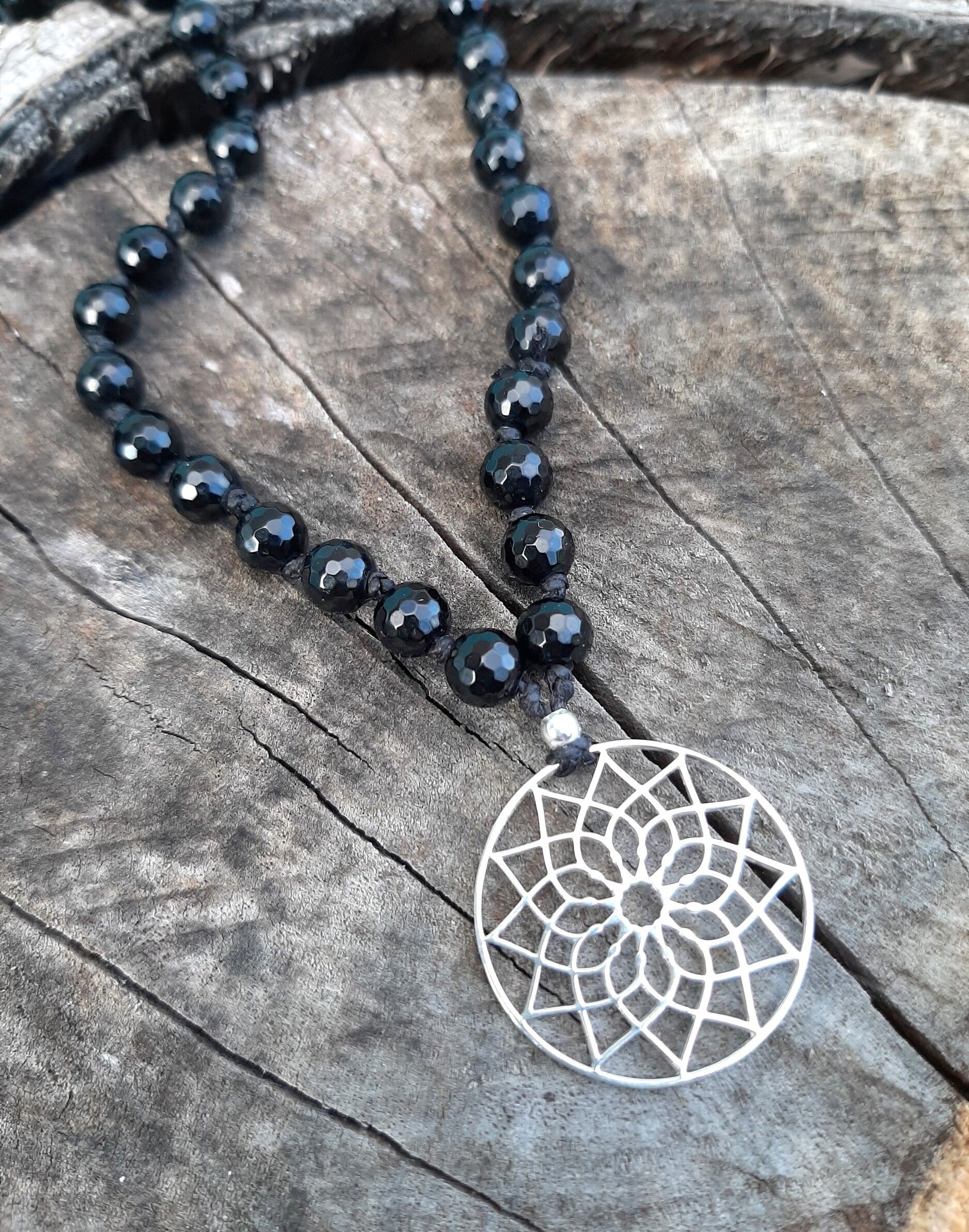 Collana lunga mandala mala onice