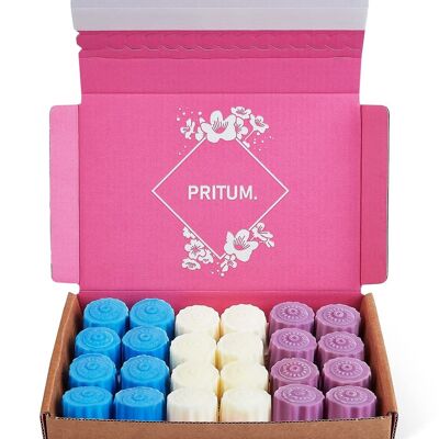 PRITUM. Light Blue, Alien & Black Opium Perfume Inspired Set Of Three Gift Set Eco Vegan Premium Strong Scented Wax Melts 24 In Box
