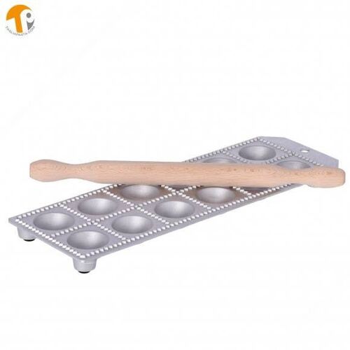 Ravioli Mold for Making 12 Square Ravioli of 52x52 mm with Round Filling Pocket