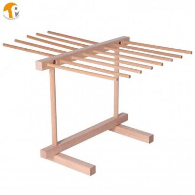 Beech Wood Fresh Pasta Drying Rack. With Foldable Double Rack 36x30cm