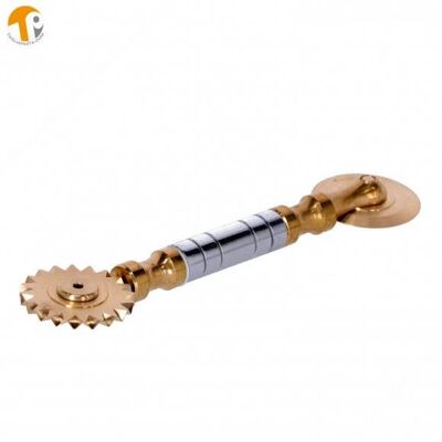 Double brass cutter wheel with toothed blade and smooth blade