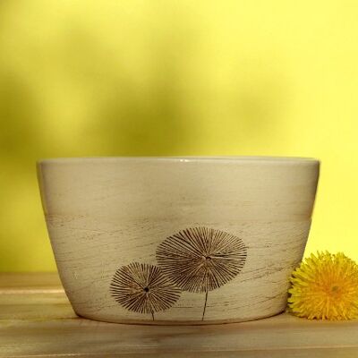 Design dog bowl ceramic "dandelion" small handmade I Dog Filou's