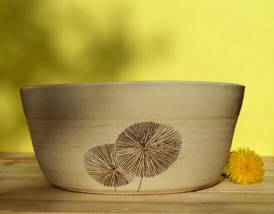 Ciotola per cani in ceramica "Dandelion" grande fatta a mano I Dog Filou's