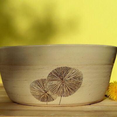 Ceramic dog bowl "Dandelion" large handmade I Dog Filou's