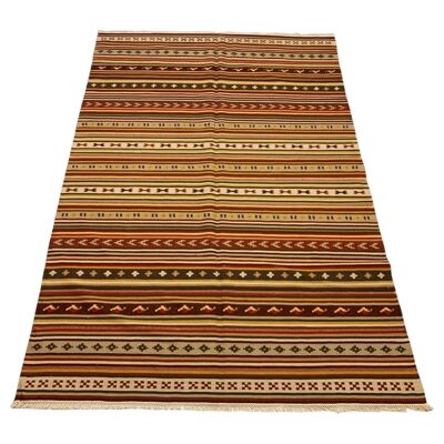 Tapis à rayures en calicot tissé à la main vintage