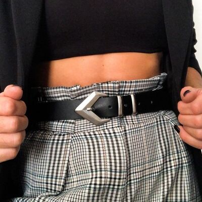 Femme Cible - Belt Buckle, Leather Belt, Women Belt, Black Leather Belt, Waist Belt, Gift for Her, Made from Real Genuine Leather.