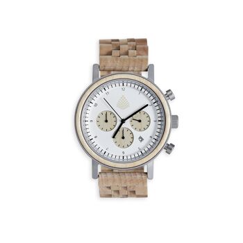 The White Cedar - Montre chronographe en bois végétalien faite à la main 3