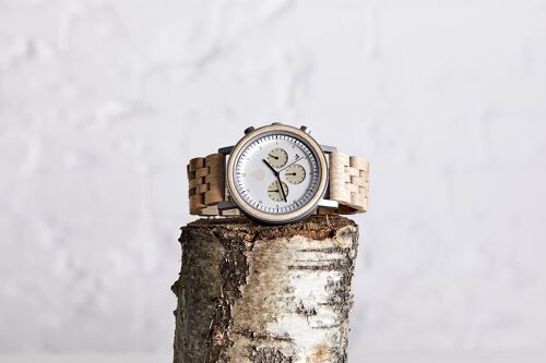 The White Cedar - Handmade Vegan Wood Chronograph Watch