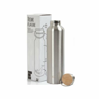 Stainless steel drinking bottle 1 liter leak-proof