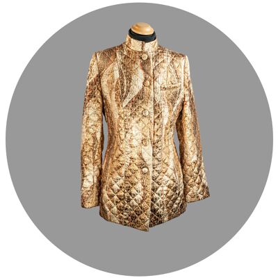 Elegante Blazer-Jacke Seide Stepp Gold