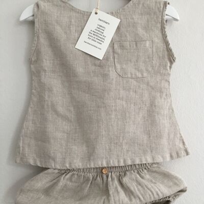 Bubble pants, linen - 6-18 months - Natural