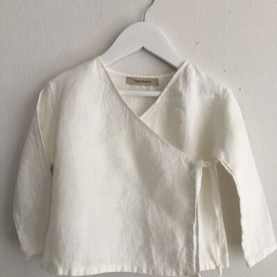 Kimono top, linen - 0-6 months - White