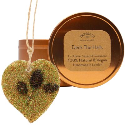 Deck The Halls Scented Ornament heart Copper tin