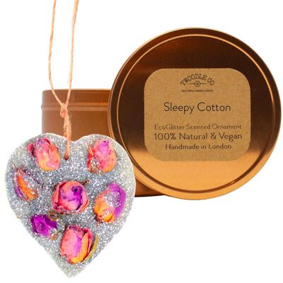 Sleepy Cotton Scented Ornament heart Copper tin