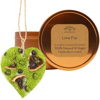 Lime Fizz Scented Ornament heart Copper tin