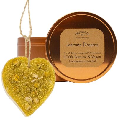 Jasmine Dreams Scented Ornament heart Copper tin