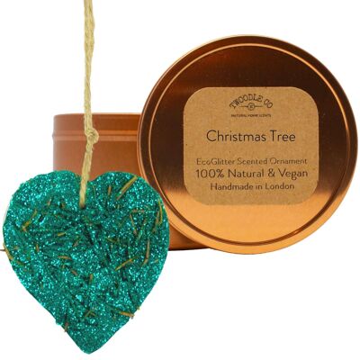 Christmas Tree Scented Ornament heart Copper tin