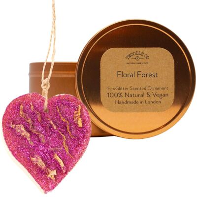 Floral Forest Scented Ornament heart Copper tin