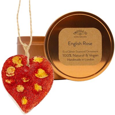 English Rose Scented Ornament heart Copper tin