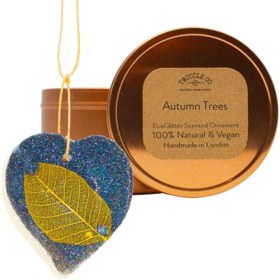 Autumn Trees Scented Ornament heart Copper tin