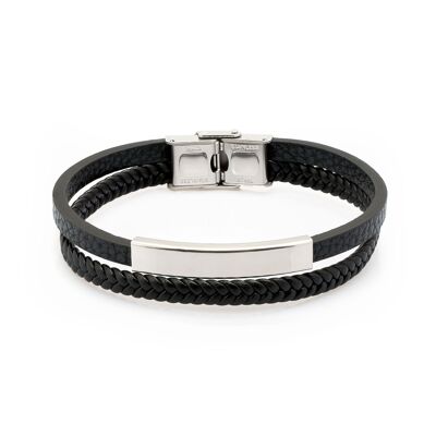 Unisex black leather bracelet