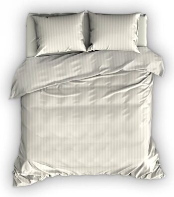 Housse de couette Satin D'Or Streep Blanc Cassé 140x220