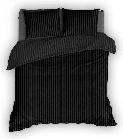 Satin D'Or Duvet Cover Streep Black 240x220