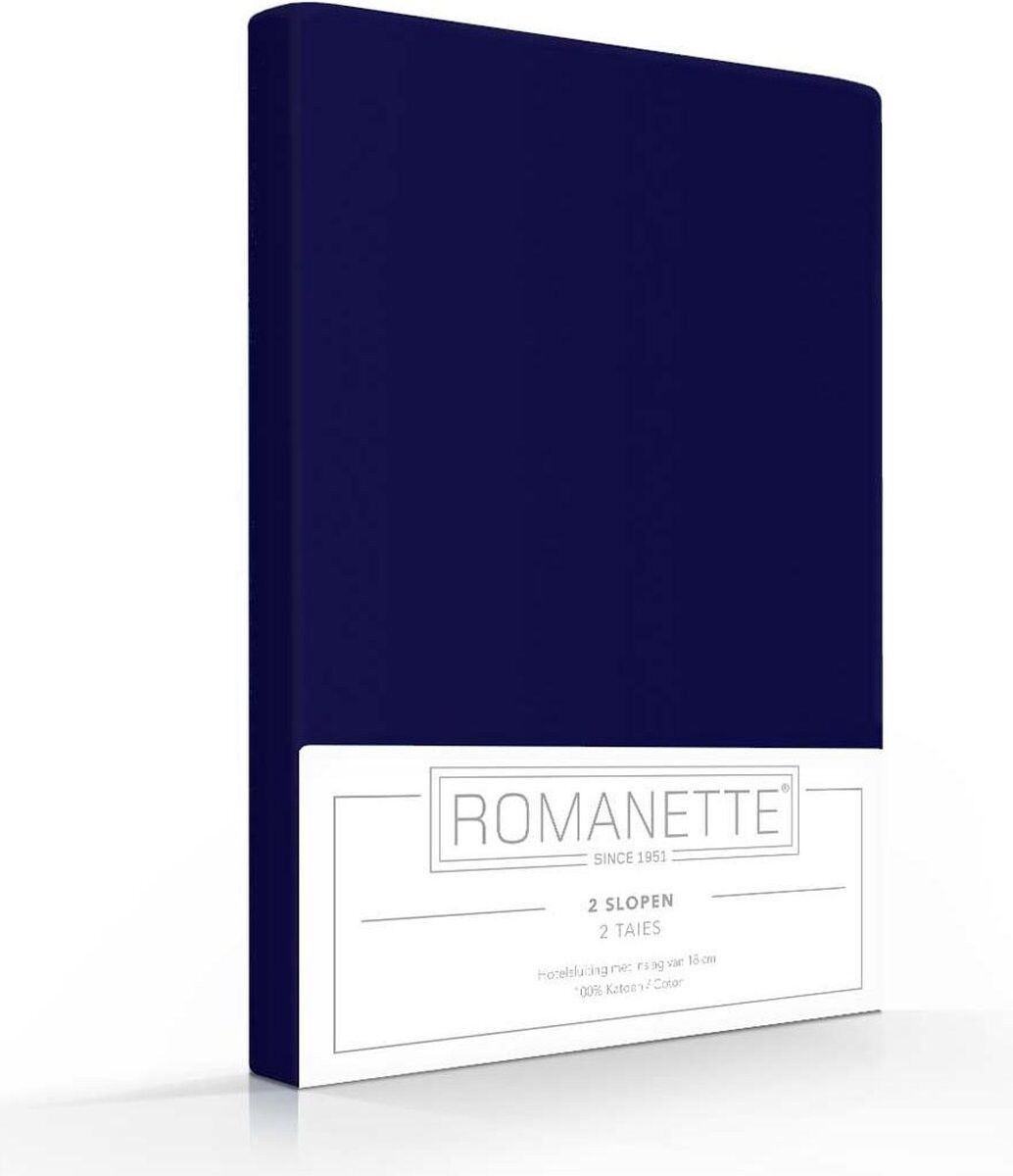 Romanette Katoenen Kussenslopen 2X 60X70 Cm Donkerblauw