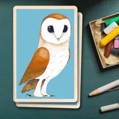 Wooden Postcard OWL Bird Card