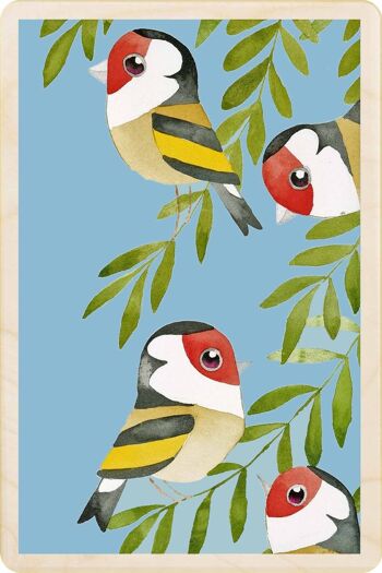 Carte postale en bois Chardonnerets Carte Oiseau 2