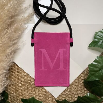 Fuchsia leather mobile bag