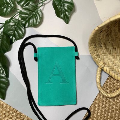 Green water leather mobile bag