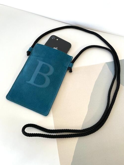 Blue leather mobile bag 6