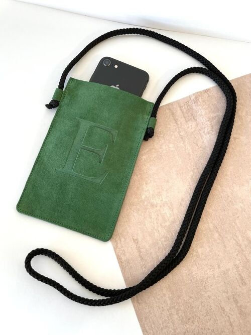 Green leather mobile bag