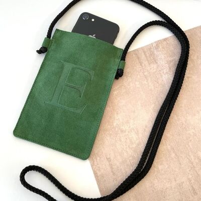 Borsa per cellulare in pelle verde