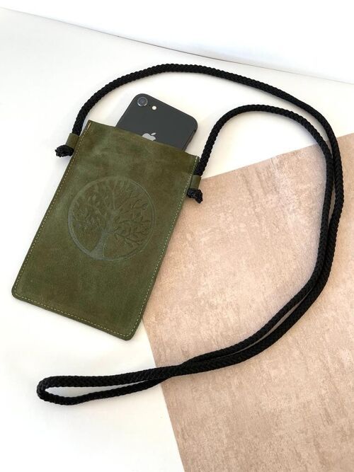 Green leather mobile bag 12