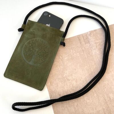 Green leather mobile bag 12