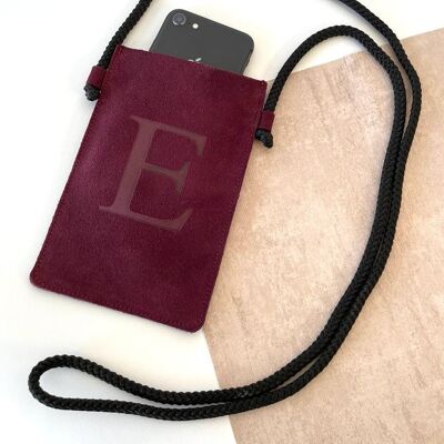 Wine leather mobile bag