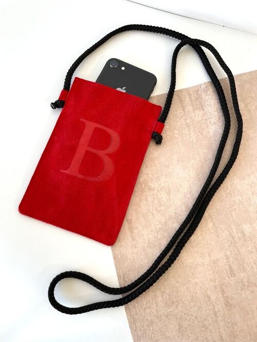 Red leather mobile bag