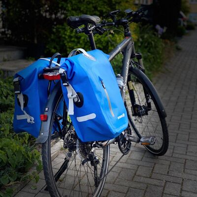Bomence bicycle bag for luggage carrier, 100% waterproof, blue, "adventurer"