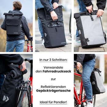 Bomence Urban Créer | Sac de vélo sac à dos combi | Sacoche 2 en 1 avec compartiment pour ordinateur portable pour porte-vélos 4